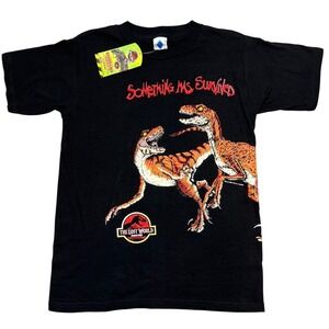 Jurassic Park The Lost World T-Shirt Youth L Black 1997 Deadstock Double‎ Sided